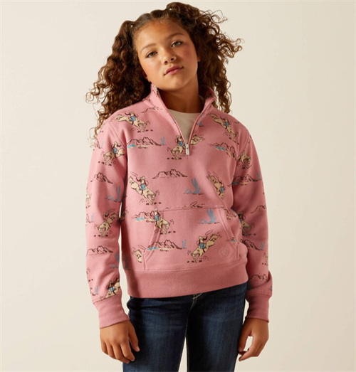 Ariat Bronc scene 1/4 zip rodeo motiv pige