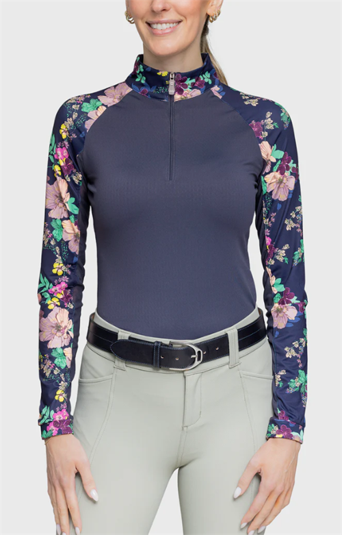 Kastel Raglan Navy Lush Garden 1/4 zip SS25